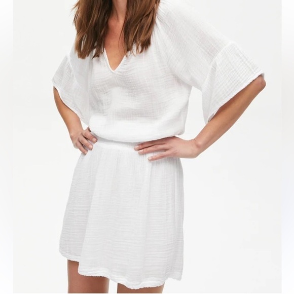 Michael Stars White Smocked Waist Katelyn Dress - Picture 1 of 16